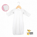 The Laughing Giraffe   Long Sleeve Scallop Trip Cotton Baby Gown - White